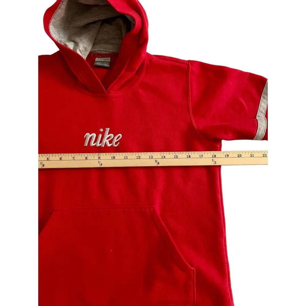 Vintage Nike Youth Small 4-6 Red Script Pullover Hoodie Kangaroo Pocket Y2K